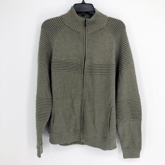 NAADAM Other - NAADAM Men's Multi Textured Zip Cardigan Sweater Medium Sage Green Ribbed NWT
